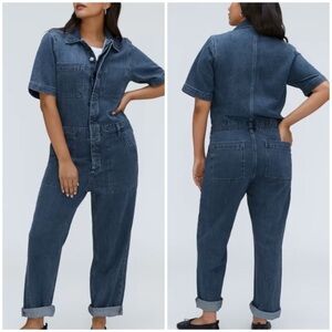 Everlane The Slouch Summer Jean Short Sleeve Denim Coverall in Blue